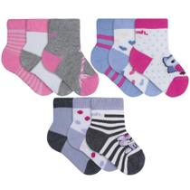 9 Pares de Meias Estampada Infantil Mash em Algodão Cano Médio Baby do 0 a 21 Menina e Menino 9 Pares de Meias Estampada Infantil Mash em Algodão Cano Médio Baby do 0 a 21 Menina e Menino