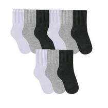 9 Pares De Meias Infantil Cano Médio Em Algodão Para Menino E Menina