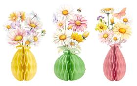 9 peças de decoração de mesa com margaridas, mesa de flores em forma de favo de mel, decoração de festa no jardim, favo de mel de flores silvestres com abelha, adequada para festas de verão, jardim, aniversário de primavera, chá de bebê e casamento.