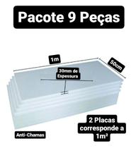 9 placas de isopor eps antichamas 30mm, tamanho 100 x 50cm