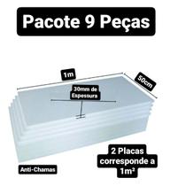 9 placas de isopor eps antichamas espessura30mm, tamanho 100 x 50cm