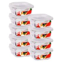 9 Pote de Vidro Hermetico Quadradao 520ML Marmita Forno Airfryer