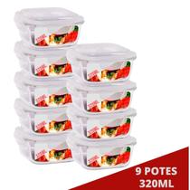 9 Pote de Vidro p/ Papinha 320ML Pequeno Tampa 4 Travas - QUALITY HOUSE / PRATICASA