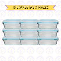 9 Pote Hermético Retangular Canelado 370ML Cor Sortida Marmita