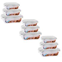 9 Potes Vidro Hermetico Fit 3 Tamanhos Retangular Mantimento 9 Potes Vidro Hermetico Fit 3 Tamanhos Retangular Mantimento