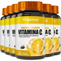 9 Potes Vitamina C, Zinco e Selênio 1000mg 60 cps Fitoprime