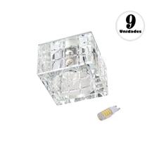 9 Spot Cristal K9 Embutir 7 cm Sala AC974 + Led 3W Branco Frio 6500K