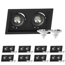 9 Spot Embutir Duplo Recuo + Lâmpada AR111 Led 12W 4000k