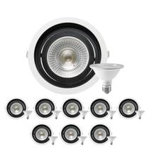 9 Spot Embutir Redondo Recuo PAR30 + Lâmpada LED 10W 6500K E27
