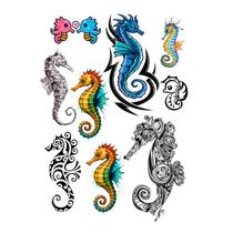 9 Tatuagens Temporárias Tema Cavalo Marinho