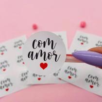 90 Adesivos Lacre Para Embalagem Rótulo Etiqueta Com Amor