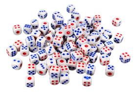 90 Dados Branco Profissional 6 Lados 14mm Pacote C/100 Peças