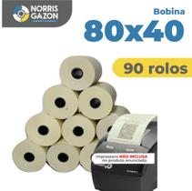 90 rolos bobina térmica 80x40 pdv cupom fiscal - NORRIS GAZON