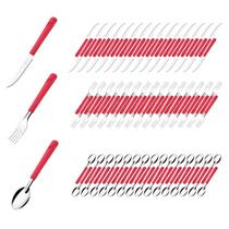 90 Talher Faca Garfo Colher Inox Vermelho Linha Luna Casa