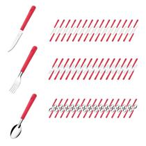 90 Talher Faca Garfo Colher Inox Vermelho Luna Restaurante