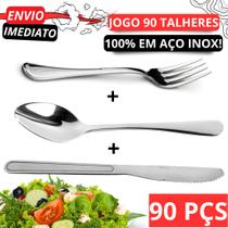 90 Talheres Inox para Cozinha 30 Garfos 30 Colheres 30 Facas Talheres Alta Qualidade