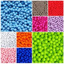 900 Miçangas Pérola 8mm Irisada Plástica ou Sextavada 9 cores Bijuteria e Artesanato