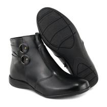 9062GRF Coturno Bota Feminina moda inverno couro nobre natural preto