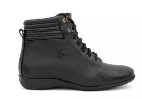 9063GRF Bota cano curto Feminino de couro nobre natural forrada sola fina