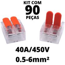 90un Conector Emenda Derivação Para Iluminação e Chuveiro 2 vias 6mm 40A/450V