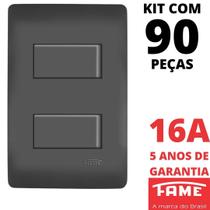 90un Interruptor Paralelo Three Way 2 Teclas 10A Com Placa 4x2 Habitat Black FAME