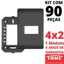 90un Placa 4X2 01 Módulo Com Suporte Habitat Black FAME