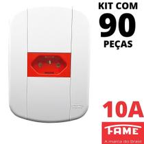 90un Tomada Padrão 2P+T 10A 220V Vermelha Com Placa Blanc Mais FAME