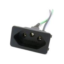 92 Tomada Femea Embutir 3 Pinos 10a Preto Painel Com Rabicho 150mm