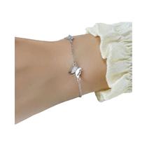 925 prata diamante-cravejado borboleta pulseira moda feminina temperamento flor pulseira ajustável