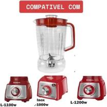 9302 Copo Jarra Compatível para liquidificador Mondial - L1000 L1100 L1200 - Cristal Tampa Vermelha 9302 Copo Jarra Compatível para liquidificador Mondial - L1000 L1100 L1200 - Cristal Tampa Vermelha