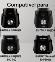 9519 - Copo Jarra Compatível Liquidificador Britânia Diamante 800 900 Turbo BLQ970-Translúcid Tampa preta