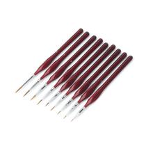 9pcs Detalhe pincel fino pincel flexível cabelo de lobo acrilic tinta de aquarela - Vermelho