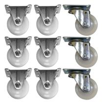 (9pçs) Rodizio Nylon 2pol. (6 Fixo + 3 Giratorio) 80kg Roda (9pçs) Rodizio Nylon 2pol. (6 Fixo + 3 Giratorio) 80kg Roda