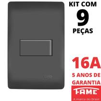9un Interruptor Bipolar Paralelo Three Way 16A Com Placa Habitat Black FAME