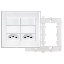 9un Interruptor Simples 2 Teclas 16A e Tomada Padrão Dupla 2P+T 20A Com Placa Evidence FAME