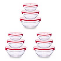 9un Tigela Vidro com tampa 3 tamanhos pote vasilha comida 9un Tigela Vidro com tampa 3 tamanhos pote vasilha comida