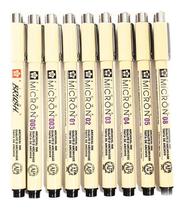 9X Caneta Pigma Micron Xsdk Preta Sakura