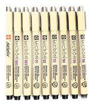 9X Caneta Pigma Micron Xsdk Preta Sakura