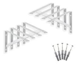 9x Suporte Cantoneira Mão Francesa Branco P/prateleira 30cm