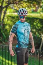 A A Camisa de Ciclismo Masculina Bike Roda Azul Manga Curta Way