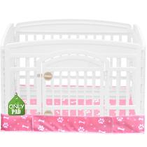 A almofada inferior Dog Playpen serve para 36 polegadas e 4 painéis, cercadinho para exercícios para animais de estimação, almofada para cães, cercadinho para cachorros, design de argola e laço (nota: cercadinho não incluído). -Rosa