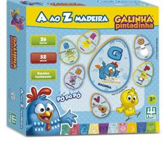 A ao Z Galinha Pintadinha Alfabeto Pedagógico 52 Peças em Madeira - NIG Brinquedos