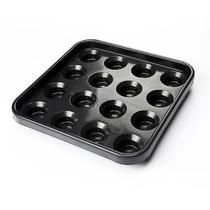 A bandeja de armazenamento de bolas de bilhar contém 16 bolas de plástico preto A bandeja de armazenamento de bolas de bilhar contém 16 bolas de plástico preto