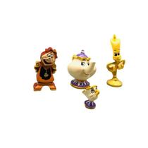 a Bela E a Fera Herocross Disney 4 Peças Castiçal Bule Copo Figura De Ação Modelo Boneca Ornamento