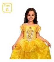 A Bela E A Fera Vestido Infantil Bela Fantasia Disney Tam G