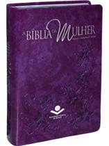 A bíblia da mulher capa roxa ara média com índice com lata de presente