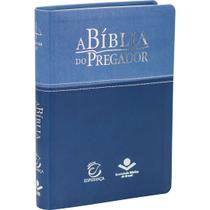 A Bíblia Do Pregador - Arc - Luxo - Letra Normal - Capa Pu Azul Claro E Escuro