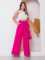 A-Lows A&L Calça Feminina Wide Leg Flare Social Cintura Elástico Alfaiataria Pantalona tecido De Duna molinho e fresco Cores Verão Super Confortavel