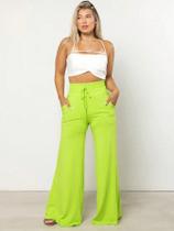 A-Lows A&L Calça Pantalona Pernas Largas Com Bolso Cintura Alta Tendências Moda Feminina Super Envio! !