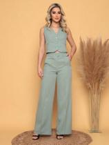 A-Lows A&L Conjunto De Alfaiataria Feminino Colete Calça Pantalona Reto Moda Casual Social Classic